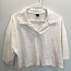Classy white collared crop top